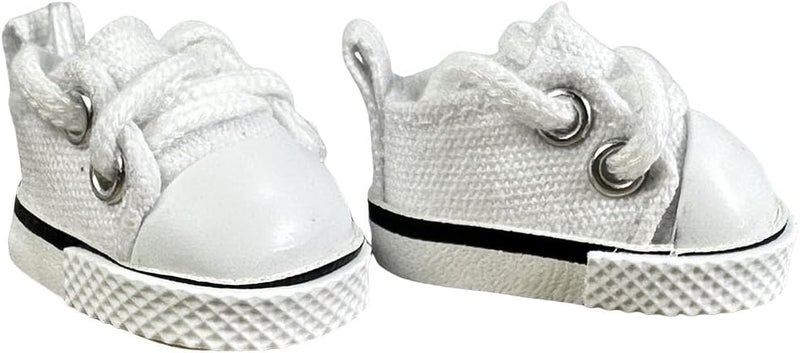 QIXINGWISE Store 2 Pairs 17cm Doll Shoes, Lace-Up Canvas Sneakers Mini Shoes for 17cm Dolls, Fingerboard Shoes, Mini Finger Shoes, Clothing Accessory for 6.7in Dolls (Red & White) - Image 5